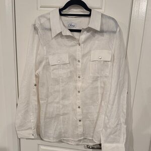 Chaus White Linen Blouse